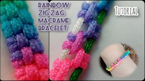 Simple Zig Zag Rainbow Macrame Bracelet Tutorial Youtube