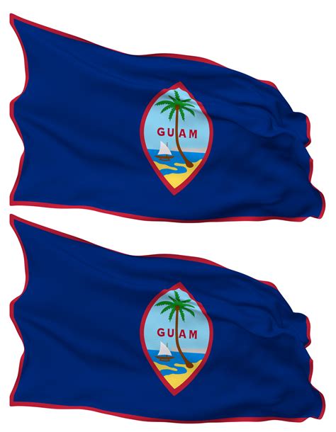 Guam Flag Waves Isolated In Plain And Bump Texture With Transparent