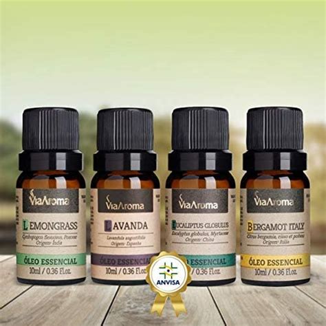 Kit 4 Óleos Essenciais Via Aroma para Aromatizador e Difusor