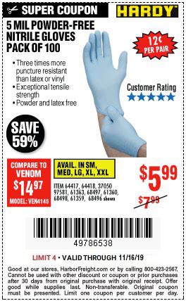 Buy the Hardy 5 Mil Nitrile Powder-Free Gloves 100 count for $5.99 ...