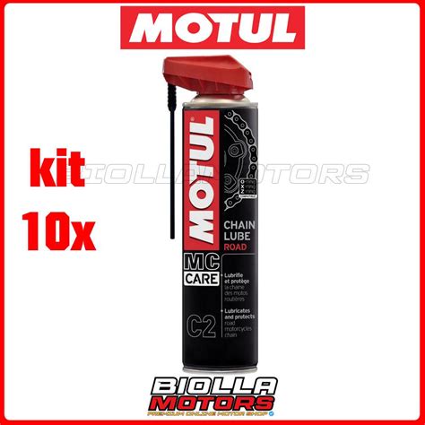 Kit 10x 400ml Spray Per Catene Motul C2 Chain Lube Road 400ml 10x 11