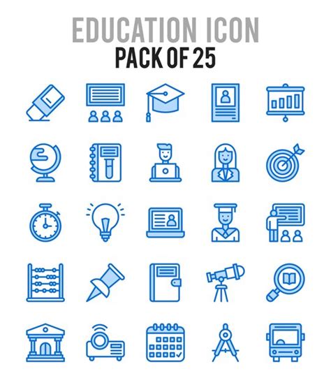 Bildung Zweifarbige Symbole Pack Vektorillustration Premium Vektor