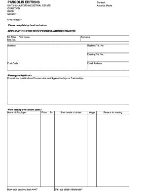 Fillable Online Recruitment Form Adminxls Fax Email Print Pdffiller