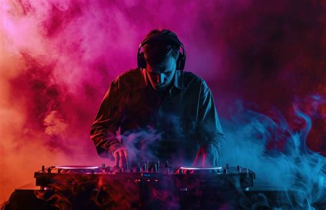 Ai Generated Dj In Smoke By Neon Light 36801790 Stock Photo At Vecteezy