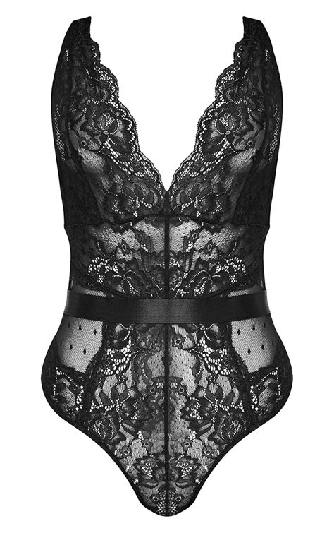 Black Lace Bodysuit Black Lace Bodysuit Prettylittlething Aus