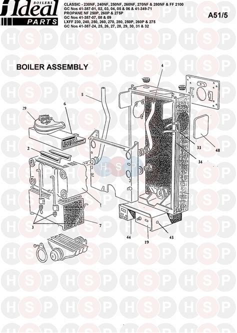 Ideal Classic Lxff Boiler Assembly Diagram Heating Spare Parts