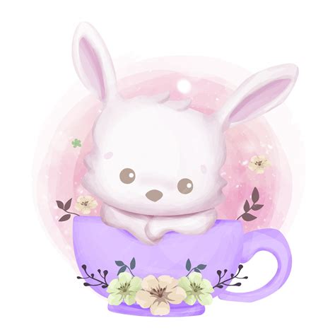 Premium Vector | Baby rabbit in a cup