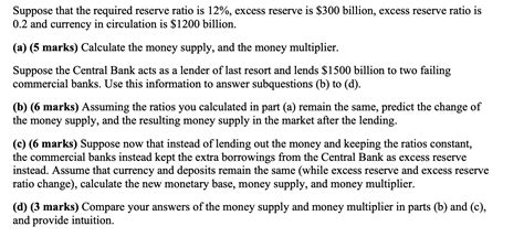 Solved Suppose That The Required Reserve Ratio Is Chegg