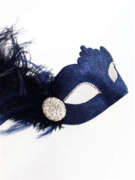 Luxury Navy Blue Diamante Venetian Masquerade Mask