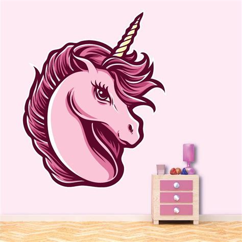 Sticker Mural Licorne Pink Autocollant Intérieur Licorne Pink