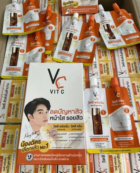 [1กล่อง 6ซอง] ดับเบิ้ลวิตซี 2 Step วิตซีน้องฉัตร Vc Vit C Bio Face Advanced Pre Serum