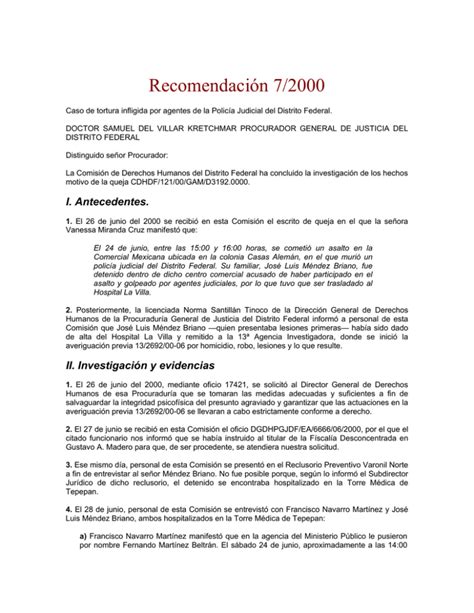 Recomendación Comisión de Derechos Humanos del Distrito