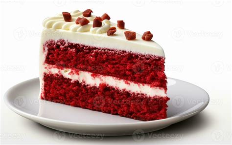 Red Velvet Cake Slice On A White Background Generative By Ai