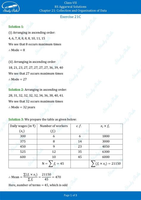 Rs Aggarwal Solutions Class Exercise C Chapter Collection And