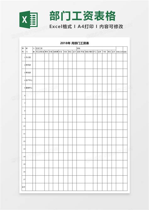 简洁通用部门工资表excel模板下载熊猫办公