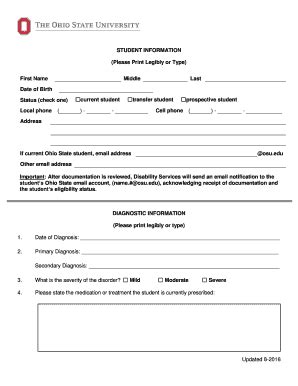 Fillable Online Ods Osu Disability Verification Form Editable Pdf