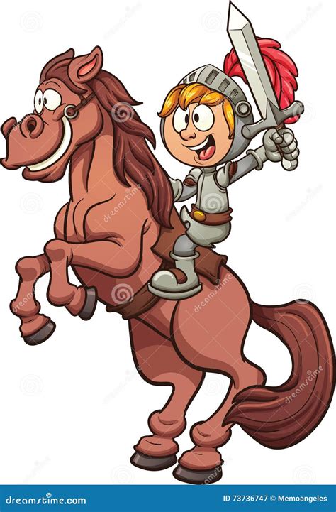 Cartoon Knight With Horse Stock Vector Illustration Of Simple 73736747