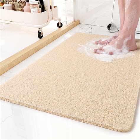 Mavicen Tapis de Douche Antidérapant 40 x 80CM Doux avec Drain Tapis de