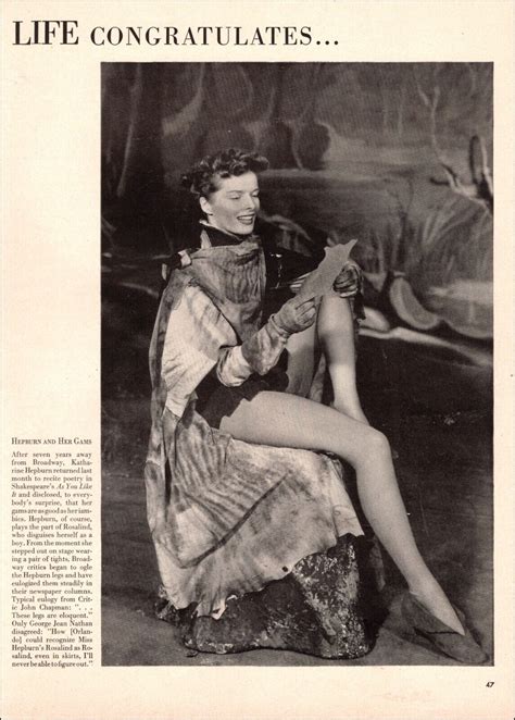 Vintage Print Photo Katherine Hepburn Her Gams Cheesecake