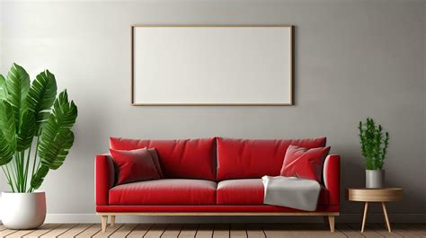 AI generated Red sofa and recliner in apartment, modern living room ...