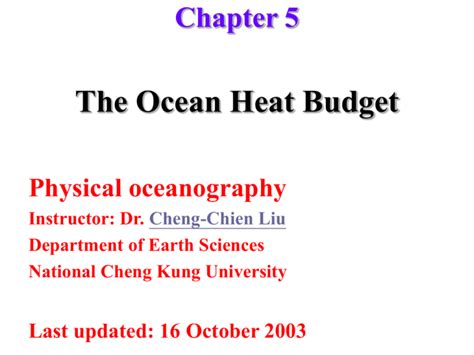 Chapter 5: The Ocean Heat Budget