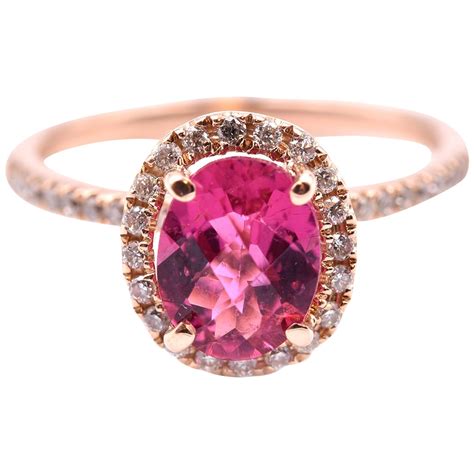 Karat White Gold Diamond And Pink Tourmaline Ring For Sale At Stdibs