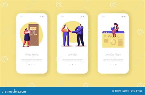 Hiring Agency Mobile App Page Onboard Screen Template Characters