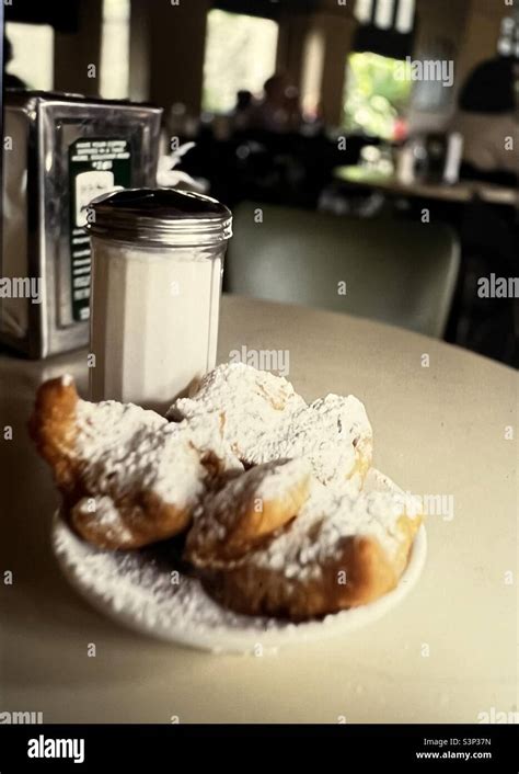 Beignets At Cafe Du Monde New Orleans Historic Cafe Landmark Stock