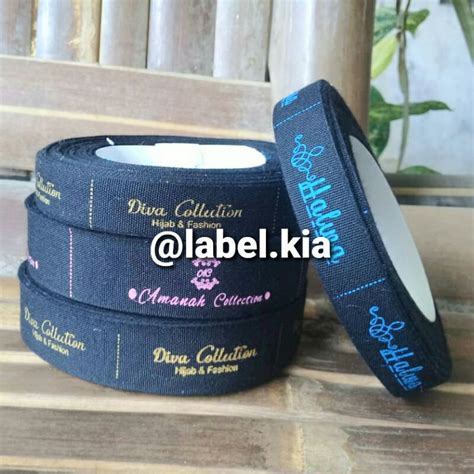 Jual LABEL BAJU HIJAB KATUN HITAM CUSTOM NAMA MERK FREE DESAIN