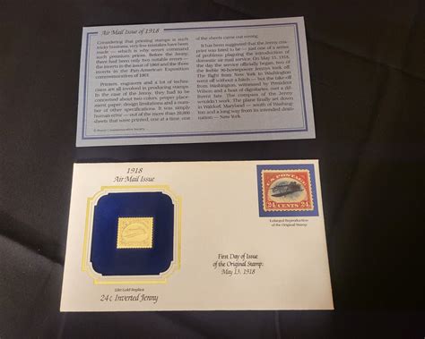 Inverted Jenny Air Mail Issue K Gold Replica First Day Of Issue