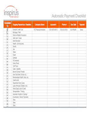 Fillable Online Automatic Payment Checklist Schoolemployeescuorg Fax