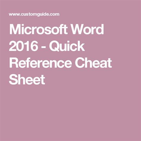 Cheat Sheet For Microsoft Word Parksidevictoria