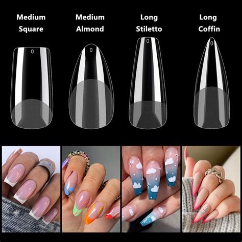 Inenk Long Stiletto Gel X Nail Tips Extension Pcs Clear Soft Gel