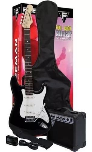 Pack De Guitarra El Ctrica Stratocaster Freeman Full Rock Ne