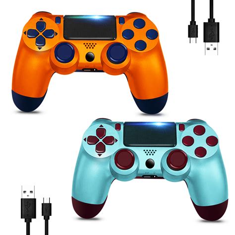 Infisu 2 Pack Wireless Ps4 Controller Bluetooth Gamepad For Ps4slimpro Rechargeable Double