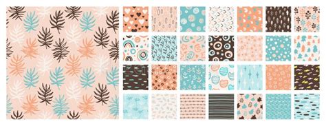Abstract Seamless Patterns Set Brush Stroke Shapes Nude Color Grunge