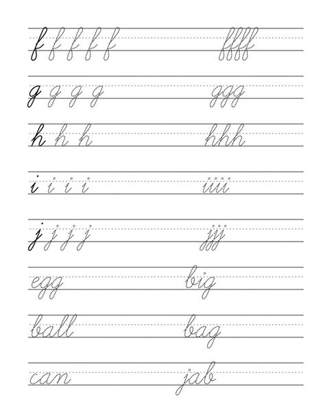 Free Beginning Cursive Writing Template Part 2 Cursive Writing