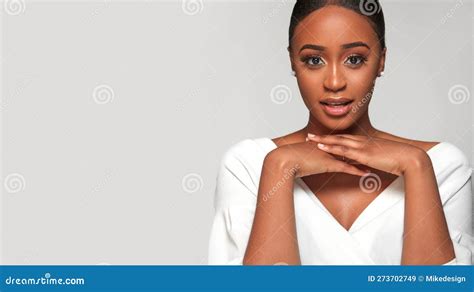 Beautiful Black Skin African American Girl Emotional Portrait Of A