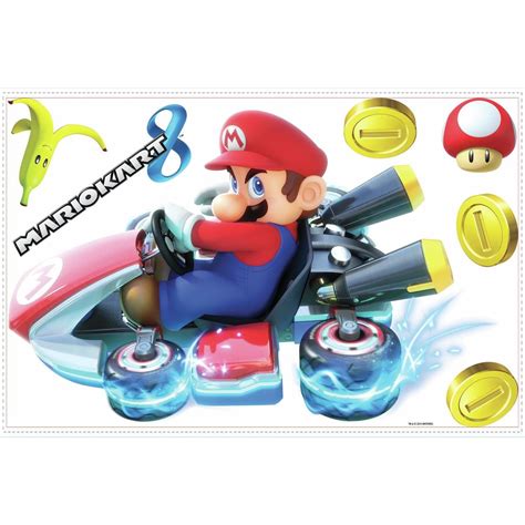 Licensed Nintendo Giant MARIO KART 8 Wall Decals Room Decor Stickers ...