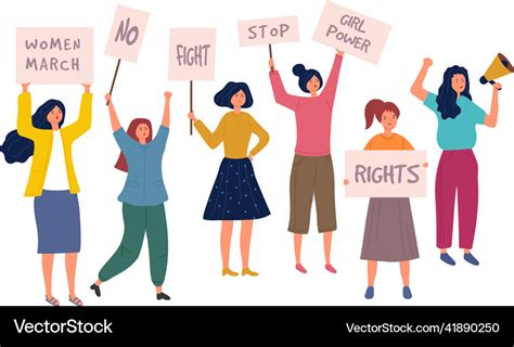 Woman Protest Female Crowd With Placard Politics Vector Image