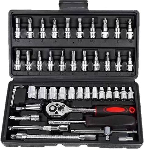 Azonee 46 Pcs Socket Wrench Set 1 4 Inch Drive Socket Ratchet Wrench