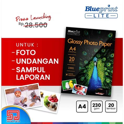 Jual Blueprint Lite Merak Kertas Foto A4 Tebal 230 Micron Glossy Photo