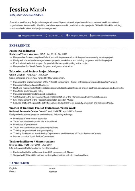 Construction Project Coordinator Resume Sample