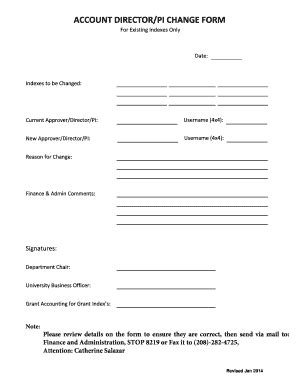 Fillable Online Isu Account Director Pi Change Form Fax Email Print