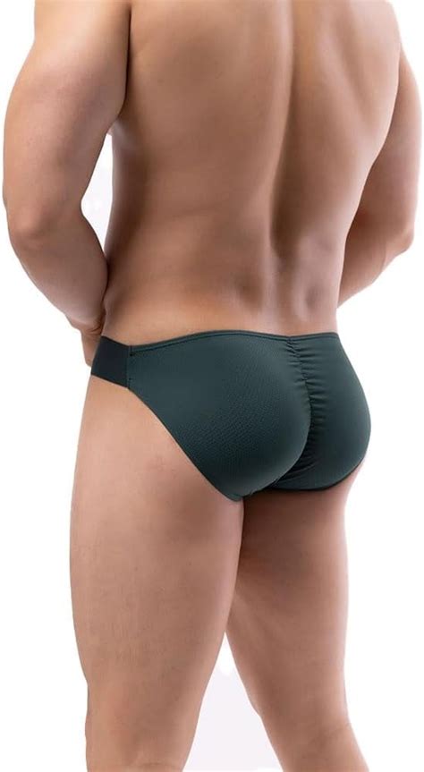 QIUYI Mens Bikini Briefs Soft Breathable Bulge Pouch Underwear Micro Mesh Panties Scrunch Butt