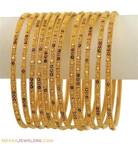 Indian Gold Bangles Set Pcs Bast K Gold Indian