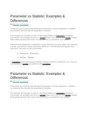 Parameters Vs Statistics Docx Parameter Vs Statistic Examples