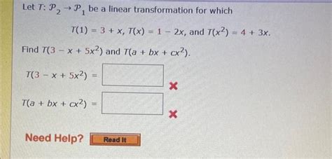 Solved Let Tp2→p1 Be A Linear Transformation For Which