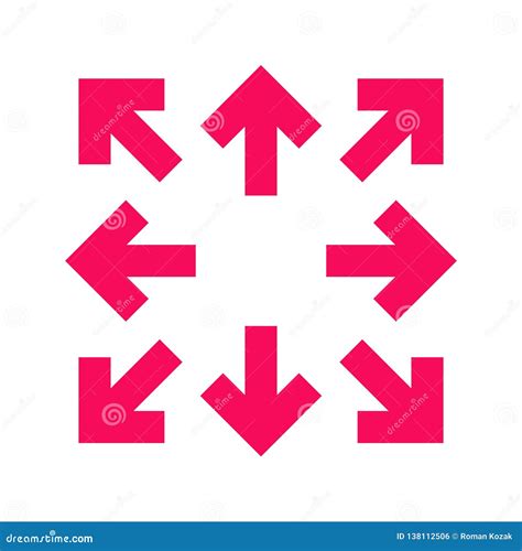 Crimson Arrows In Eight Different Directions Stock Vector