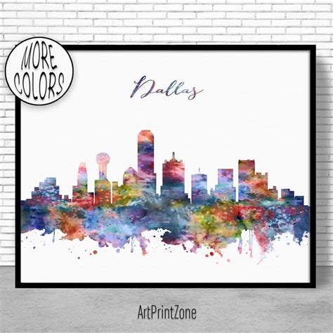 Dallas Skyline Watercolor at PaintingValley.com | Explore collection of ...